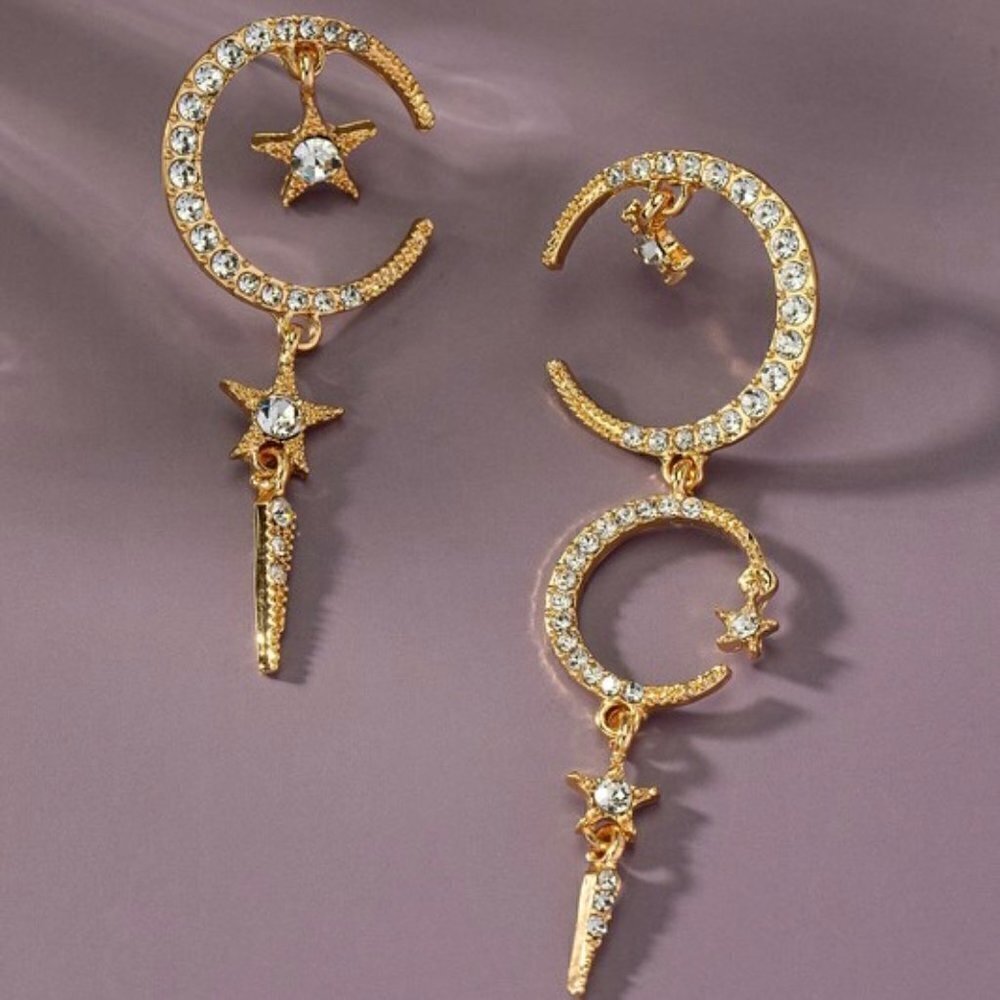 1 LEFT!! ACACIA STARS N MOONS RHINESTONE DROP EARRINGS